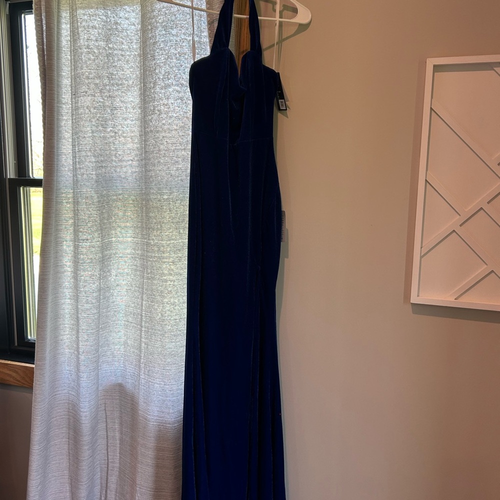 Elegant Blue Velvet Gown